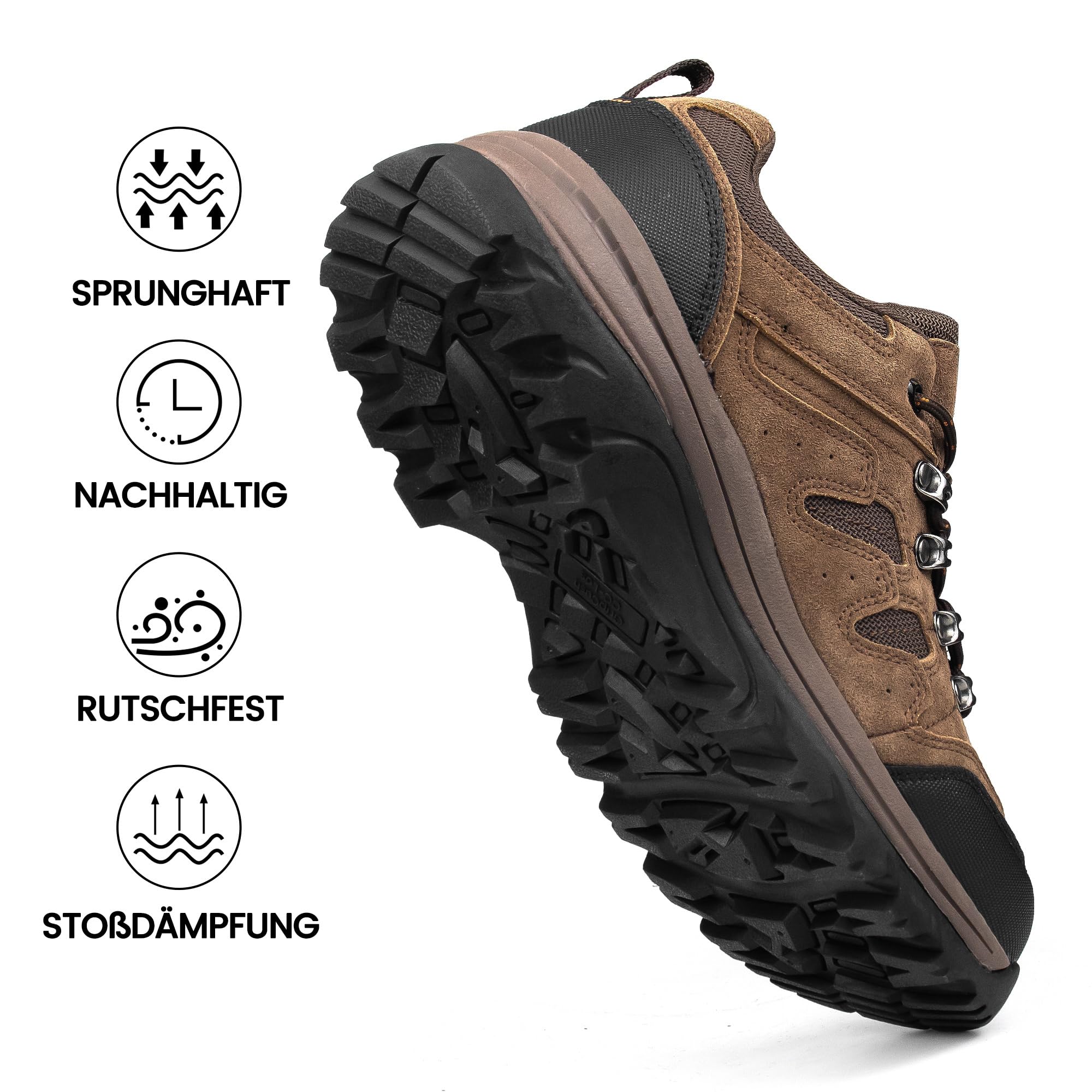 CC-Los Herren Wanderschuhe Wasserdicht | Leichte Wildleder Trekking Outdoorschuhe Atmungsaktive Walkingschuhe | EU Größe 40-48