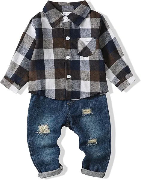 XUANHAO Baby Boy Clothes Infant Toddler Boy Outfits 12 18 24 Months 2T 3T 4T 5T Jeans Pants Clothing Set Fall Winter Clothes