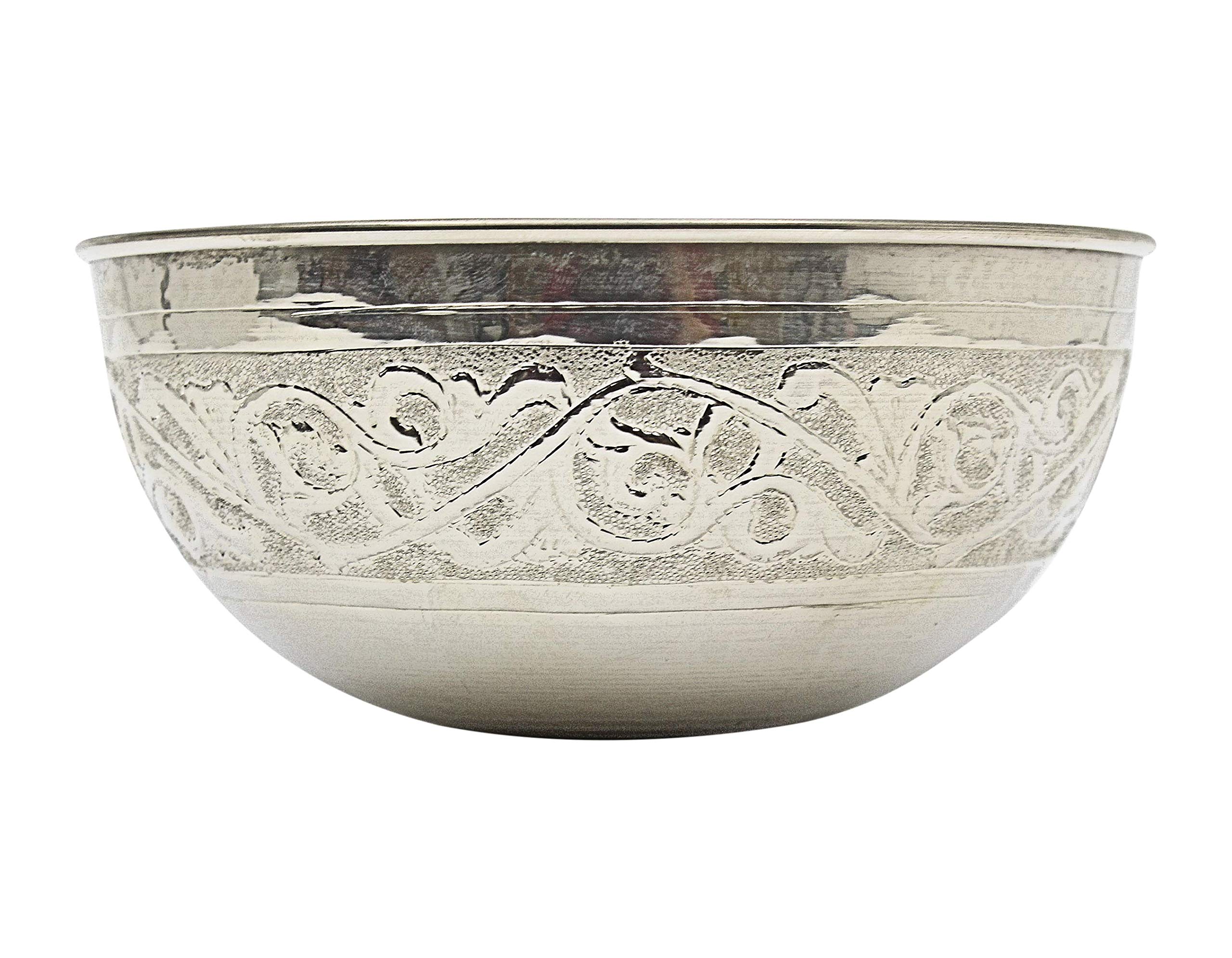 Bol pour hammam marocain en argent Maillechort vintage gravé à la main 15,5 cm 15,5 cm (Ref HB106)