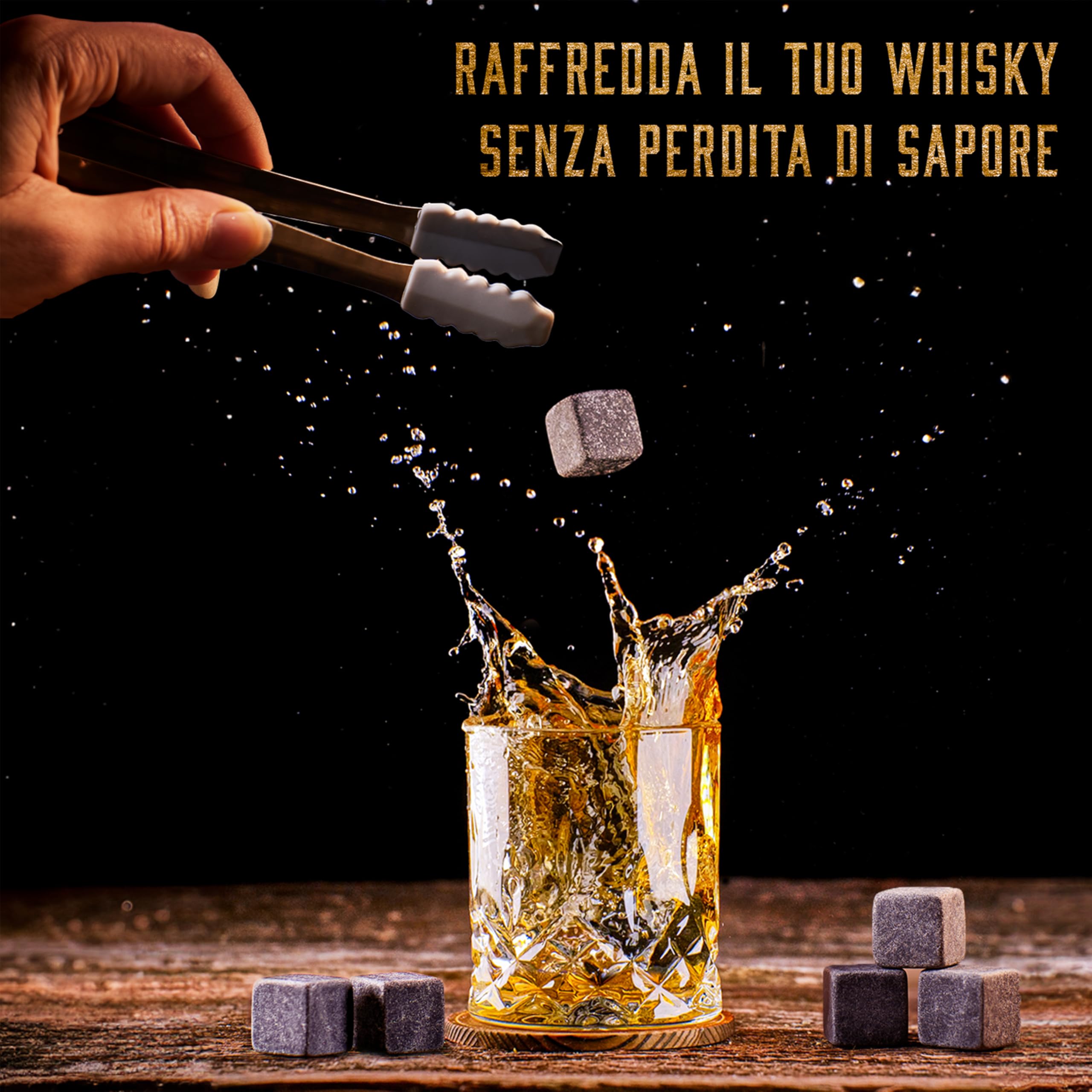 WHISISKEY Set di caraffa per whisky – Set regalo per uomini – regalo per uomini – regalo di compleanno uomo – decanter classico 700 ml, 4 bicchieri da whisky, 4 pietre da whisky