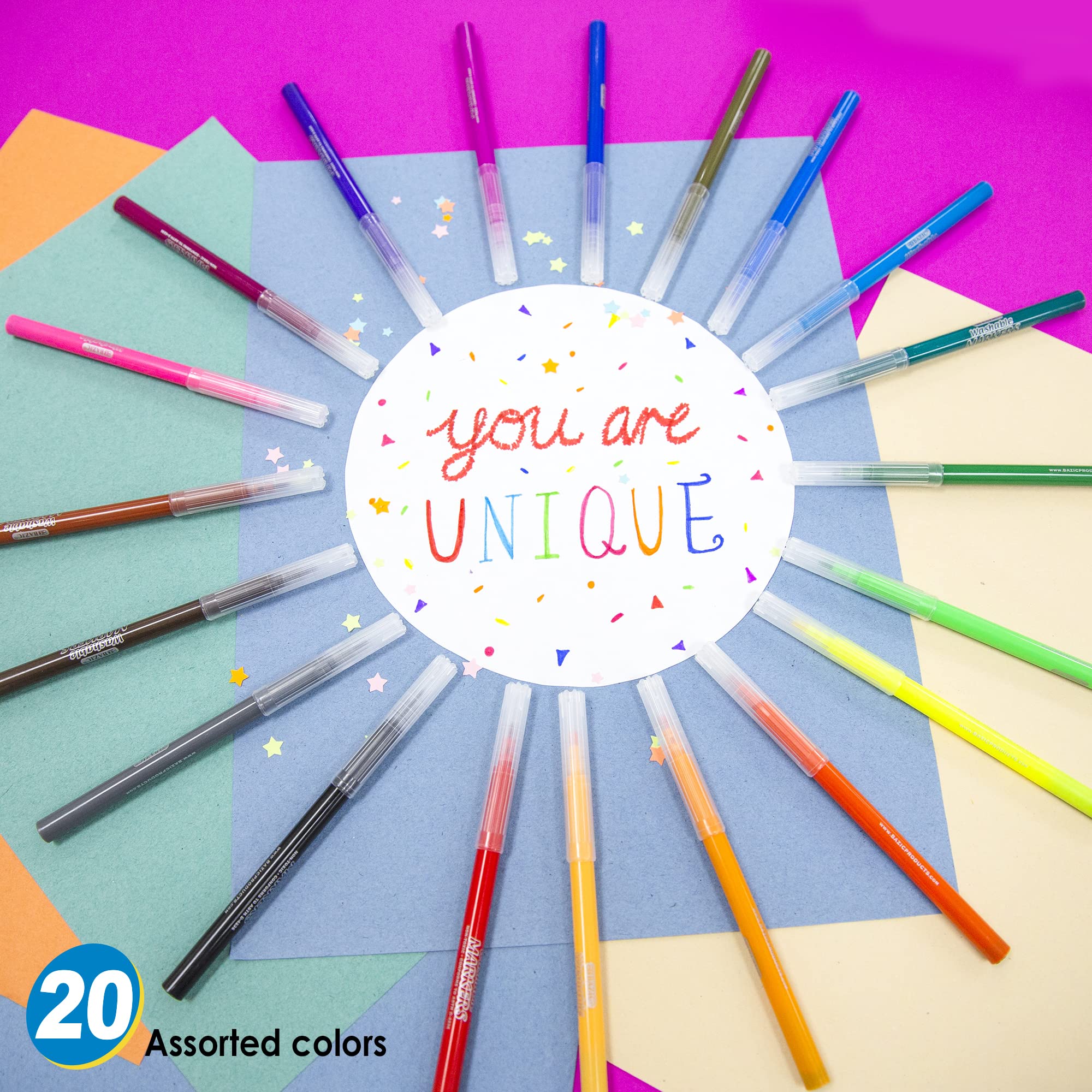 Fine Line Washable Markers, 20 Colors