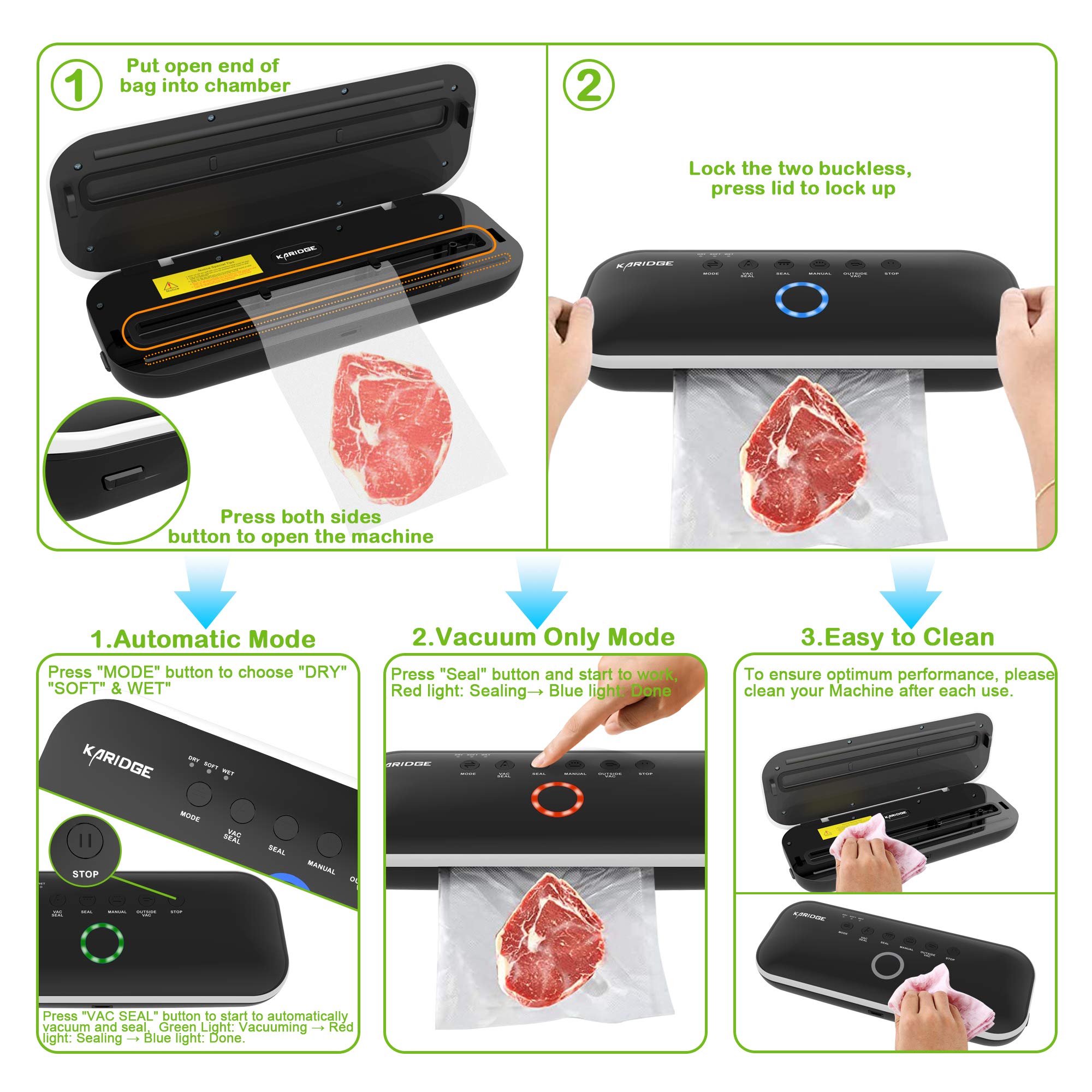 Food Sealer Vacuum Sealer Machine Seal a Meal for Food Saver, Vacuum