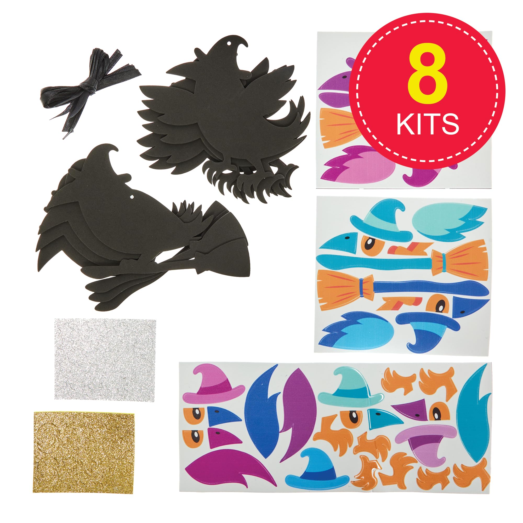Baker Ross FN285 Spooky Crows Mix and Match Decoration Kits - Pack of 8, Halloween Arts and Crafts for Kids Halloween Decorations - Image 2
