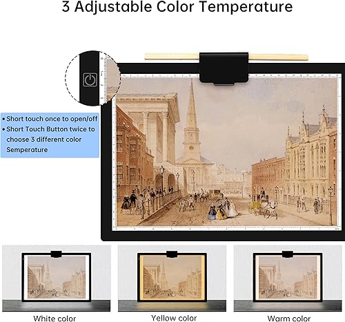 Miniatura 12 de Mlife Almohadilla de luz A3, caja de luz de batería integrada, temperatura de 3 colores, brillo continuo, tablero de luz LED recargable para trazar