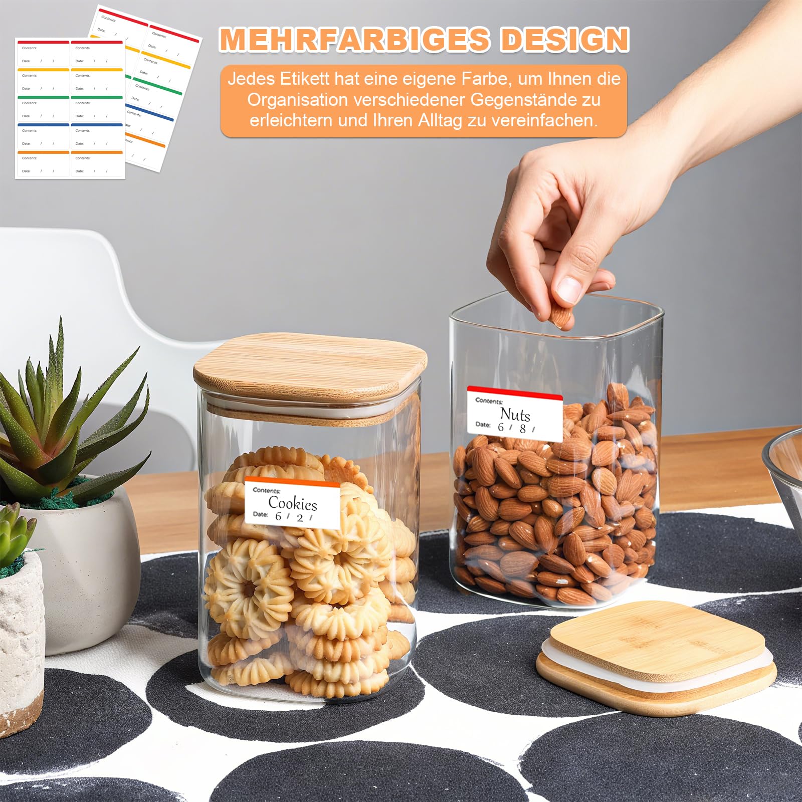 Gefrieretiketten 300 Stück 6x3cm Ablösbare Klebeetiketten Bunt Lebensmitteldatum Etiketten