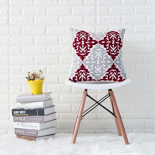 Miniatura 4 de HWY 50 - Fundas de almohada decorativas para sofá de 18 x 18, fundas de cojín floral geométrico