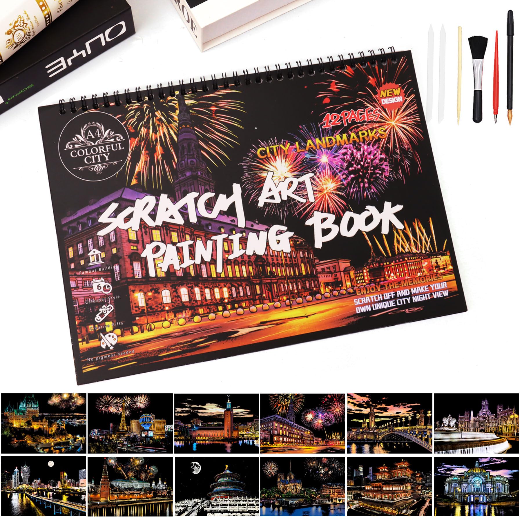 Gravure en aluminium de la série Scratch City, livre d'art à gratter haut de gamme