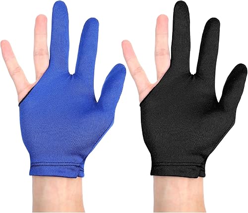 2 guantes de billar, transpirables con 3 dedos, guantes de billar, universales, de nailon, elásticos, accesorios para mujeres u hombres, para mano