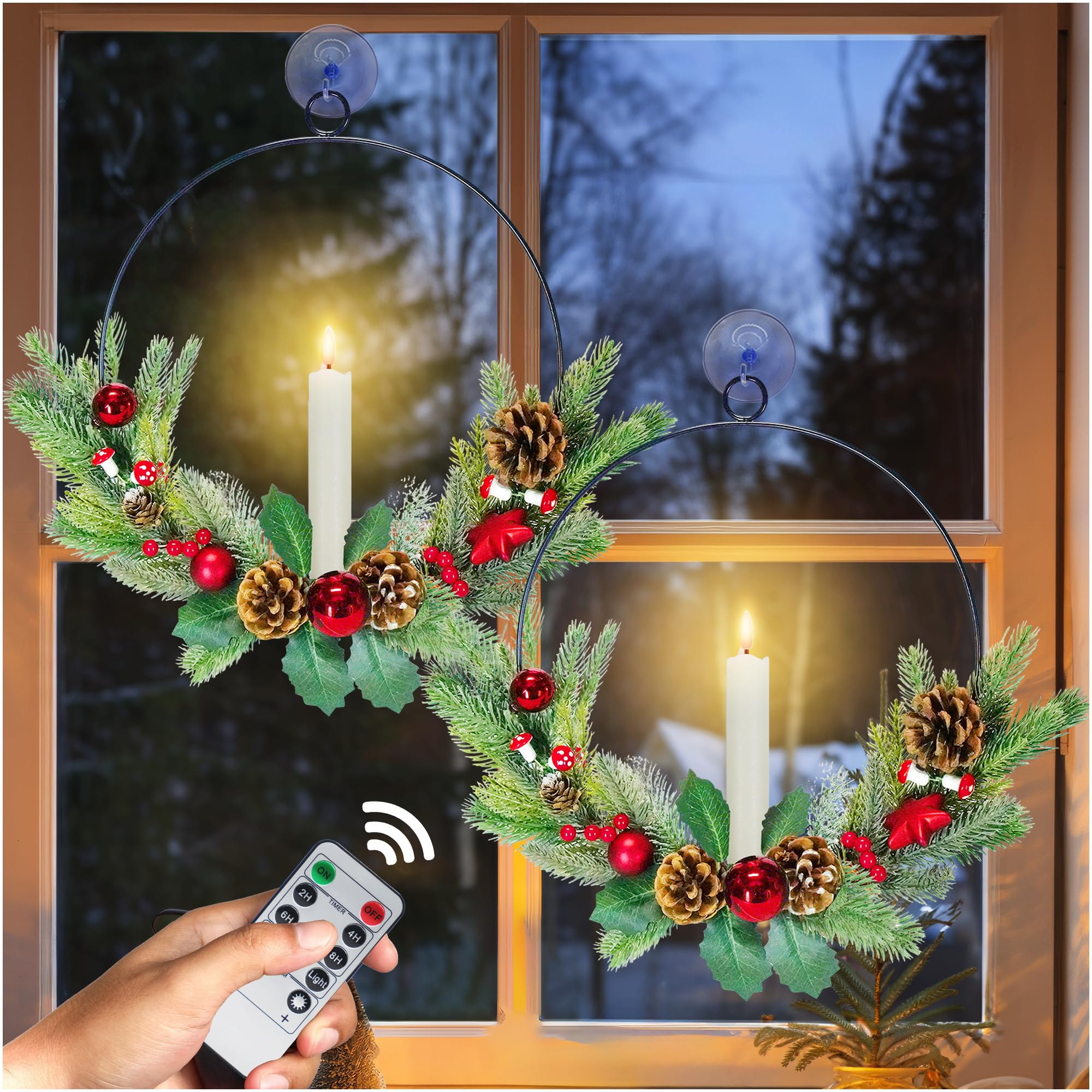 Amazon.com: 2Pack Christmas Wreaths for Front Door with LED Taper