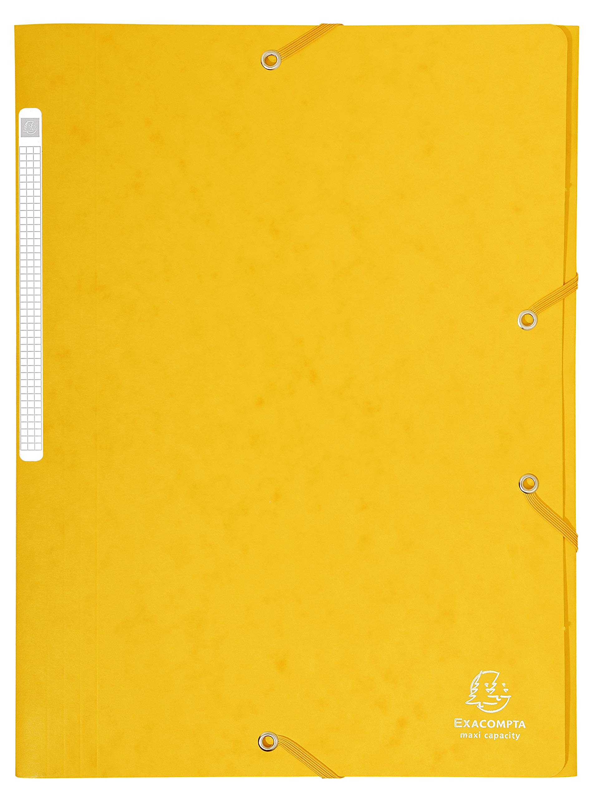 Exacompta - Réf. 17106H - Carton de 25 chemises à élastiques - pochettes 3 rabats Maxi capacity - en carte lustrée - dimensions 24 x 32 cm pour documents au format A4 - couleur jaune