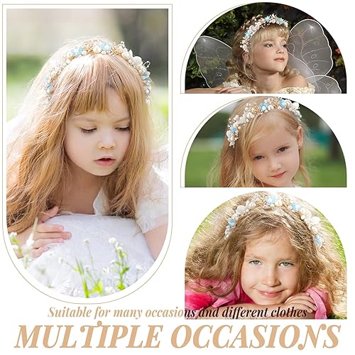 Miniatura 5 de Yinder 3 piezas de tocado para niña de las flores, accesorios para el cabello, diadema para boda, corona de flores, diadema floral para niñas,