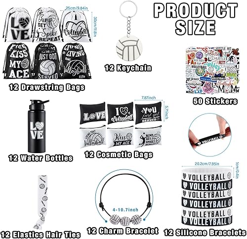 Miniatura 2 de 85 piezas de voleibol regalos de voleibol regalos de voleibol para niñas adolescentes con 12 juegos de mochila con cordón un juego de calcomanías,