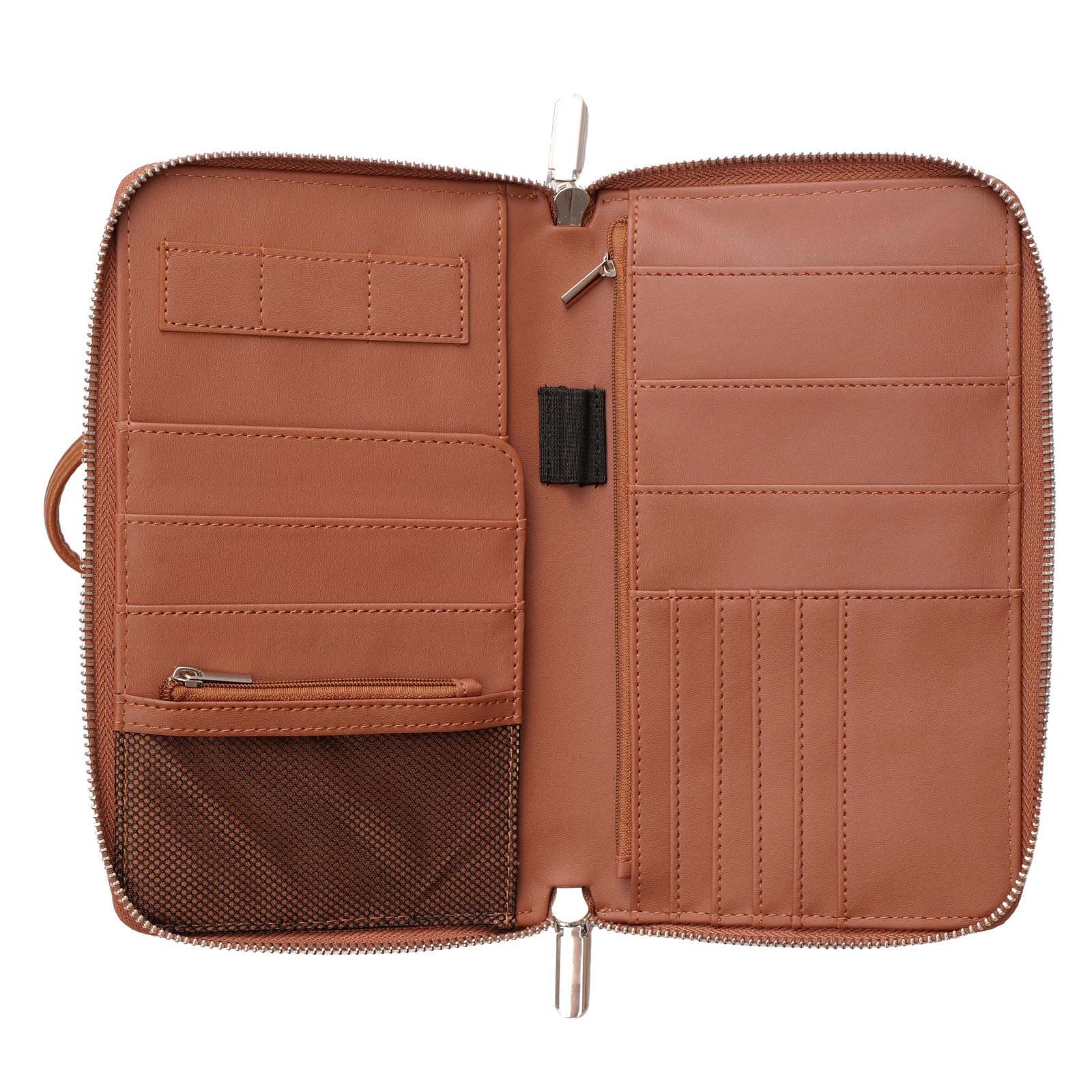 Porta passaporto di famiglia con blocco RFID, organizer per documenti da viaggio in pelle di alta qualità, per donne e uomini, portafoglio da viaggio per carte di credito, marrone, 22,7 x 14 x 2,7 cm