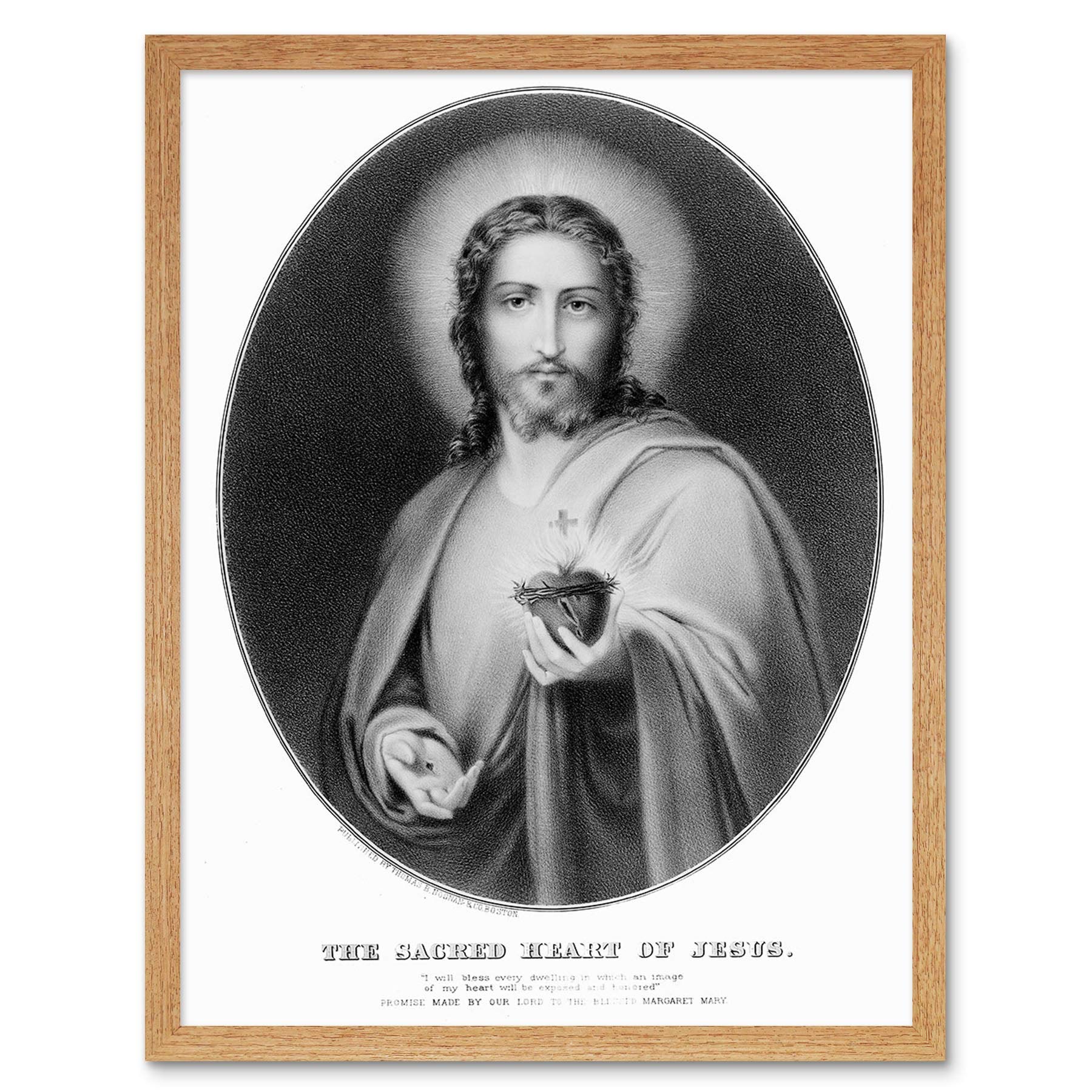 Wee Blue Coo Painting Allegory Portrait Message Jesus Sacred Heart Art Print Framed Poster Wall Decor 12X16 Inch