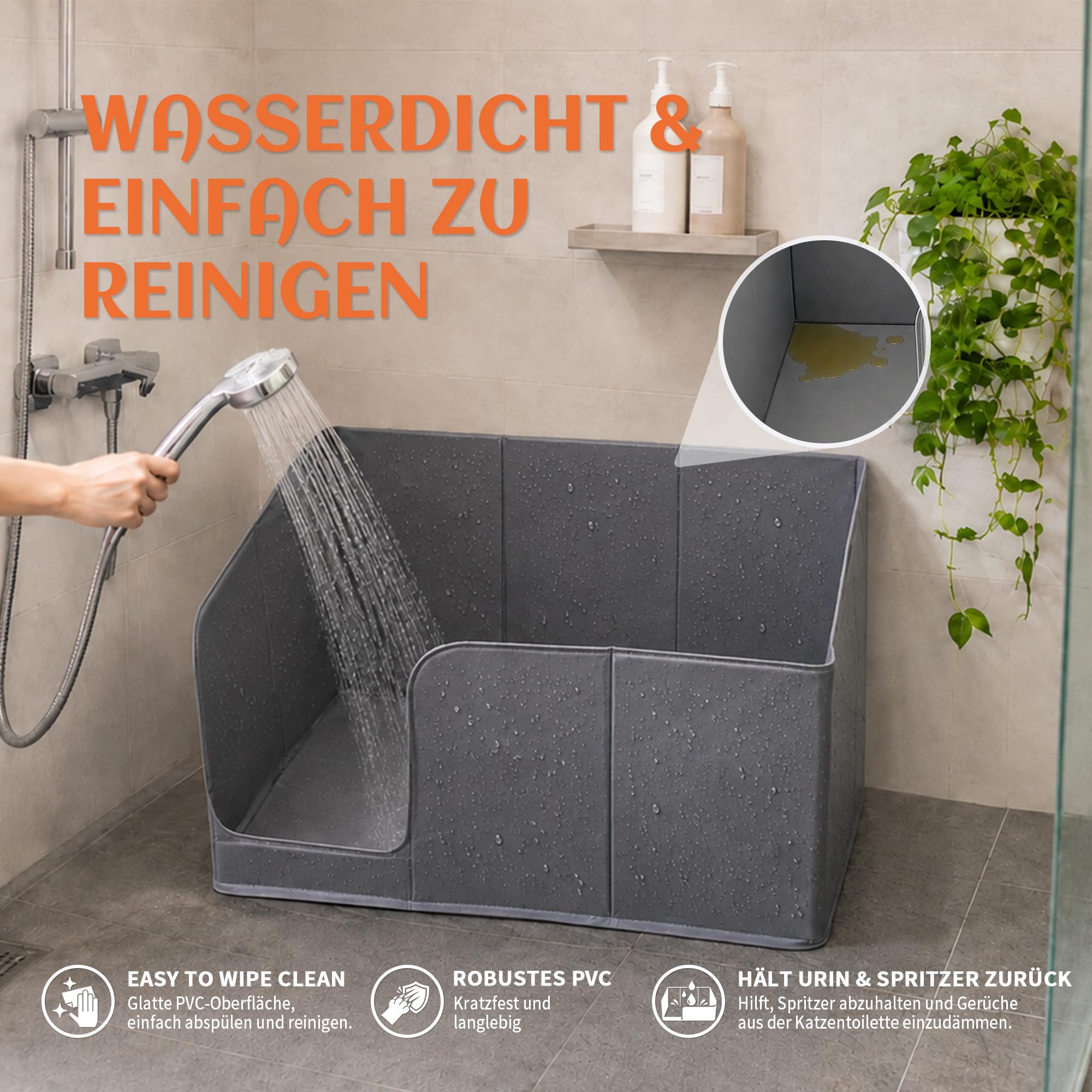 PETKARAY Extra Große Katzentoiletten Einfassung, Wasserdicht, Spritzschutz