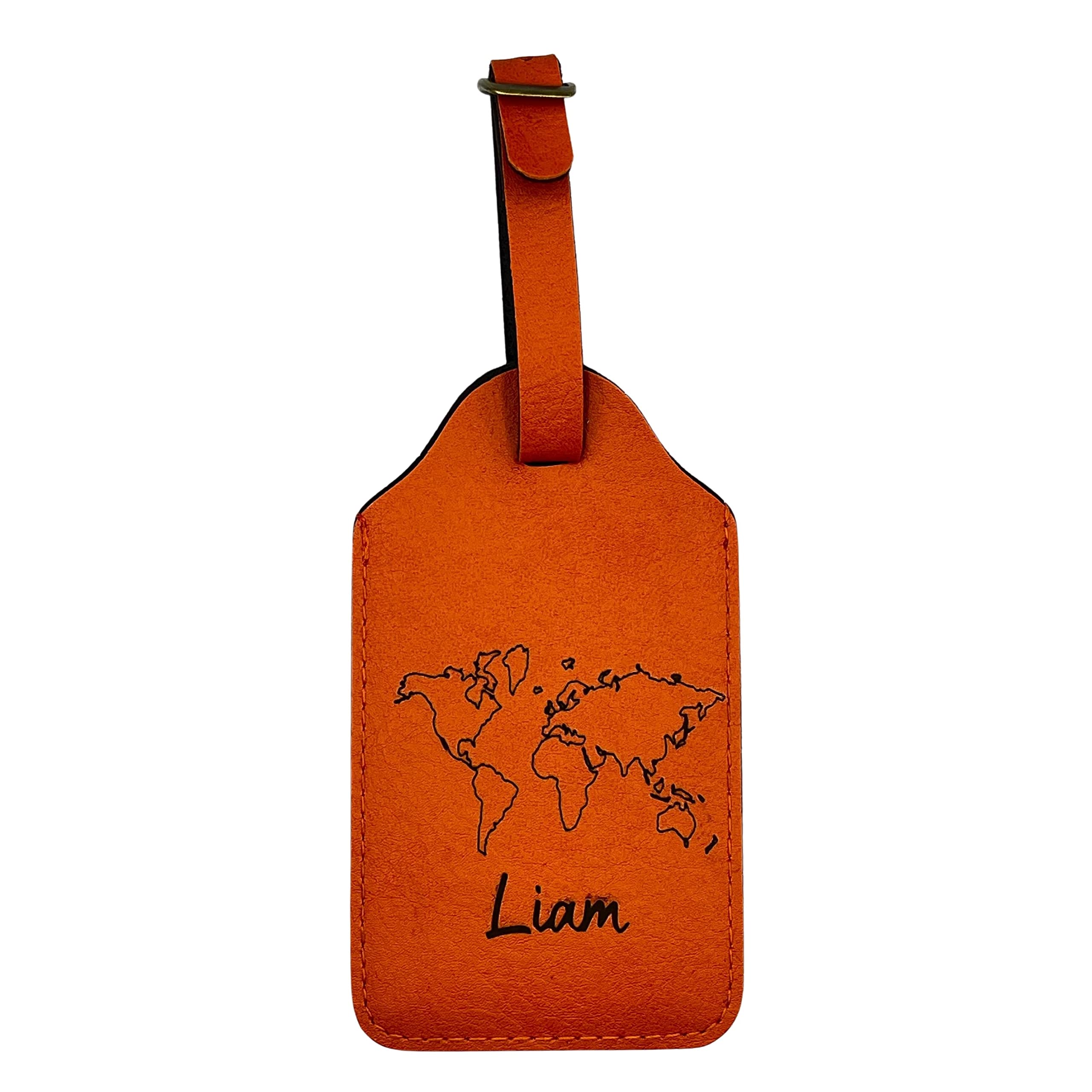 Etichetta Bagaglio/Valigia Personalizzata, Made in Francia, Porta Etichetta 100% Personalizzabile Voopies, Protegge Etichetta Pelle Viaggio. (arancione