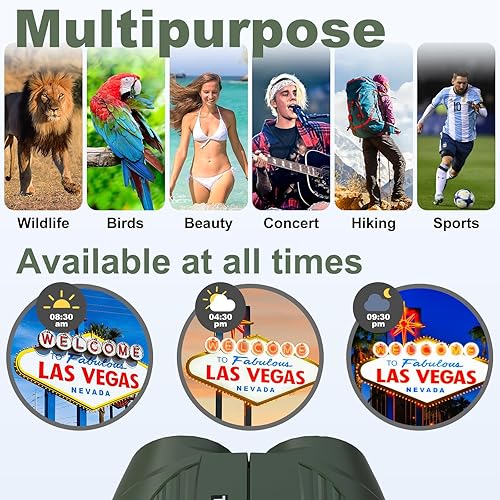 Miniatura 7 de Binoculares de 12 x 25 para adultos y niños, prismáticos compactos HD con visión nocturna con poca luz y ocular grande, prismáticos de alta potencia