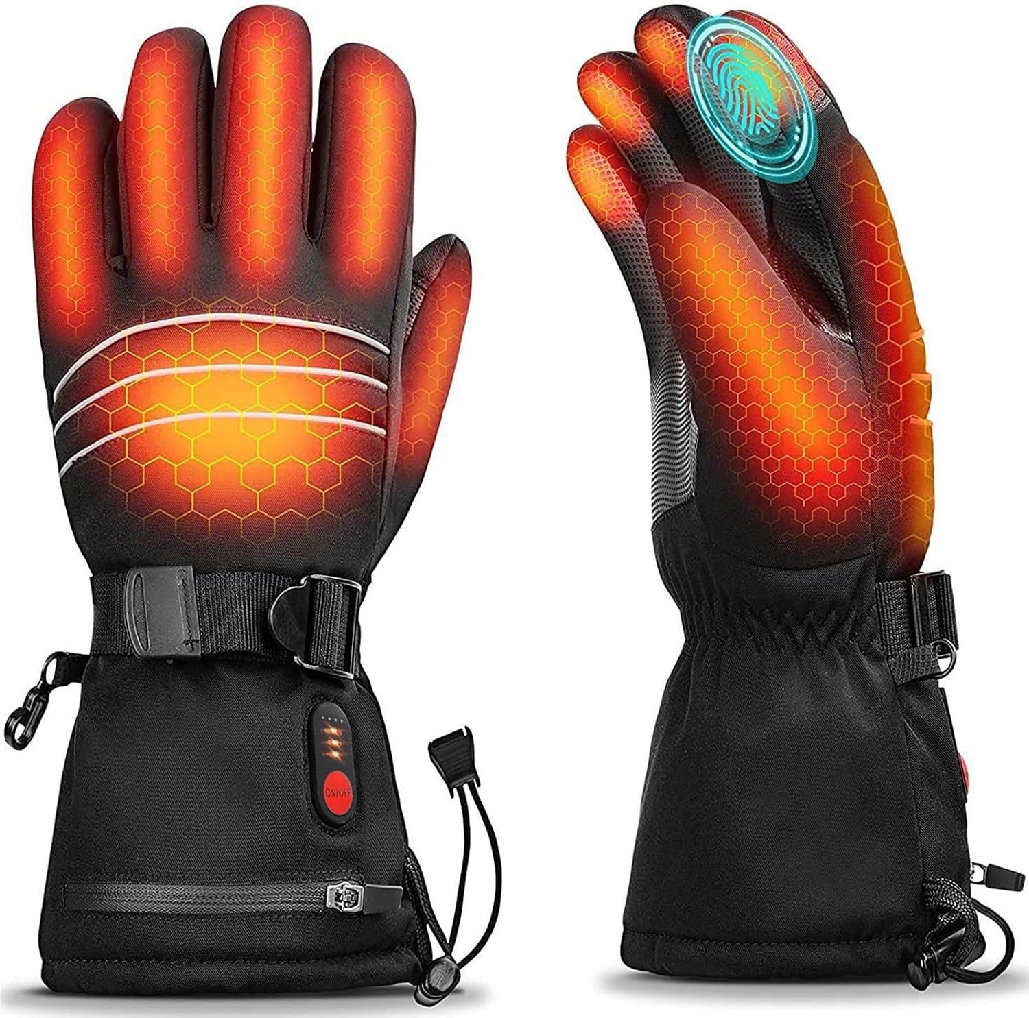 Heated Gloves for Men Women, Rechargeable Windproof WeatherShield Touchscreen Heated Ski Gloves for Winter Outdoor Work Fishing Hiking Camping Cycling Driving (L)
