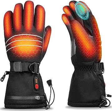 Heated Gloves, Men Women Winter Electric Rechargeable Heating Mittens for Outdoor Camping Winter Cycling Skiing Motorcycling Fishing, Hand Warmer Gloves, 3 Levels L