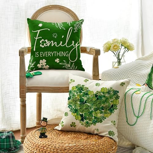 Miniatura 3 de AVOIN colorlife ST Patricks Day Home Sweet Home - Juego de 4 fundas de almohada con diseño de tréboles, 18 x 18 pulgadas, diseño de trébol de la