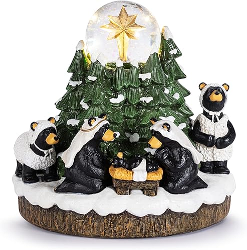 Beartivity Festive Green - Globo de nieve musical navideño de resina de 7.5 pulgadas