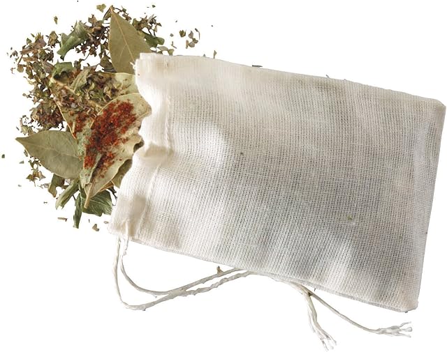 KitchenCraft Home Made Spice Cooking, Pack of 4 Reusable Bouquet Garni Infuser Bags, White