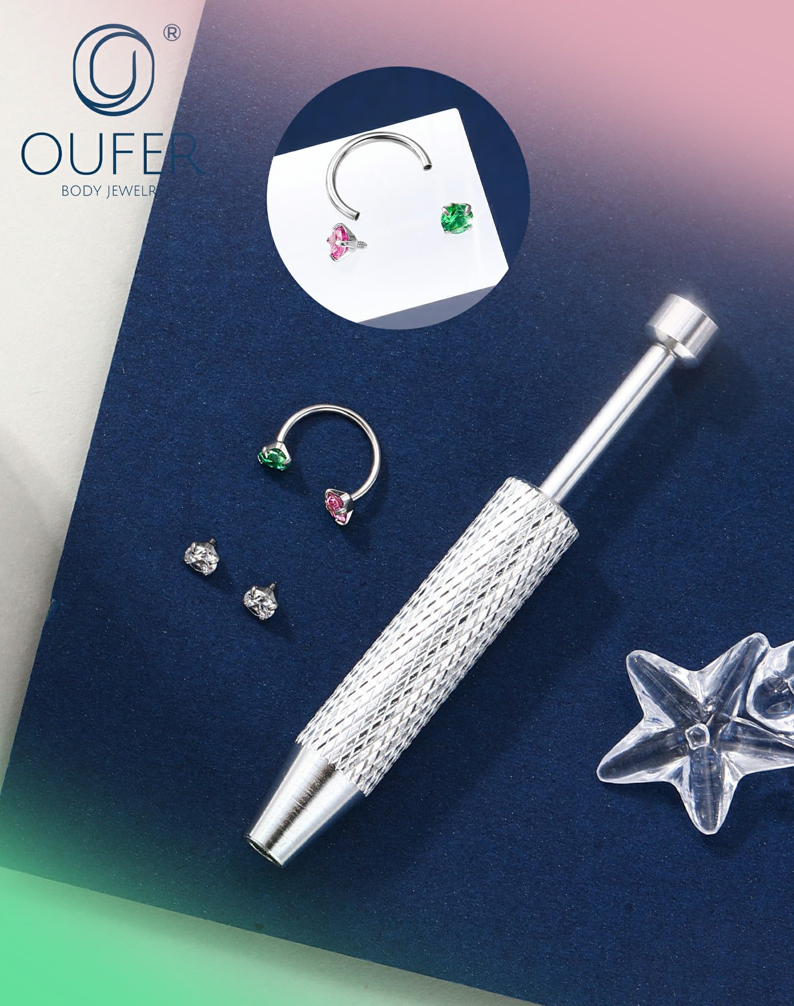 Threaded Nose Set Snapklik.com : Horseshoe Nose Rings Studs, 20G Internally Threaded Nose ...