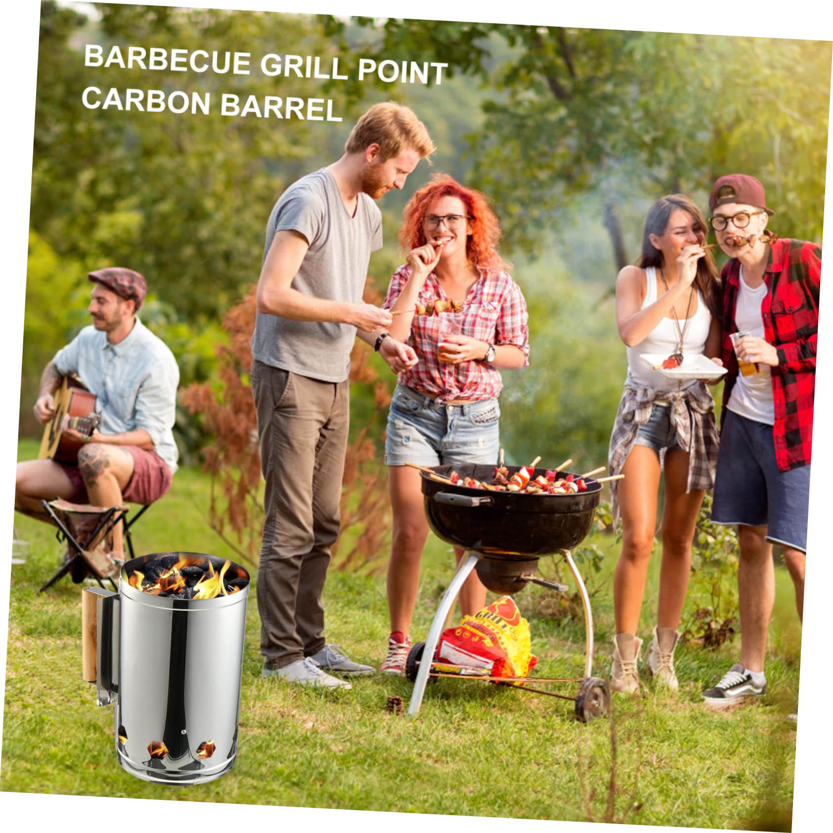 Luxshiny Accendifuoco per Barbecue Esterno Secchio Stufa 1 Pezzo | Ferro Zincato, Manico in Legno Termoresistente e Strato Isolante, Accensione Rapida senza Odori, Antiruggine