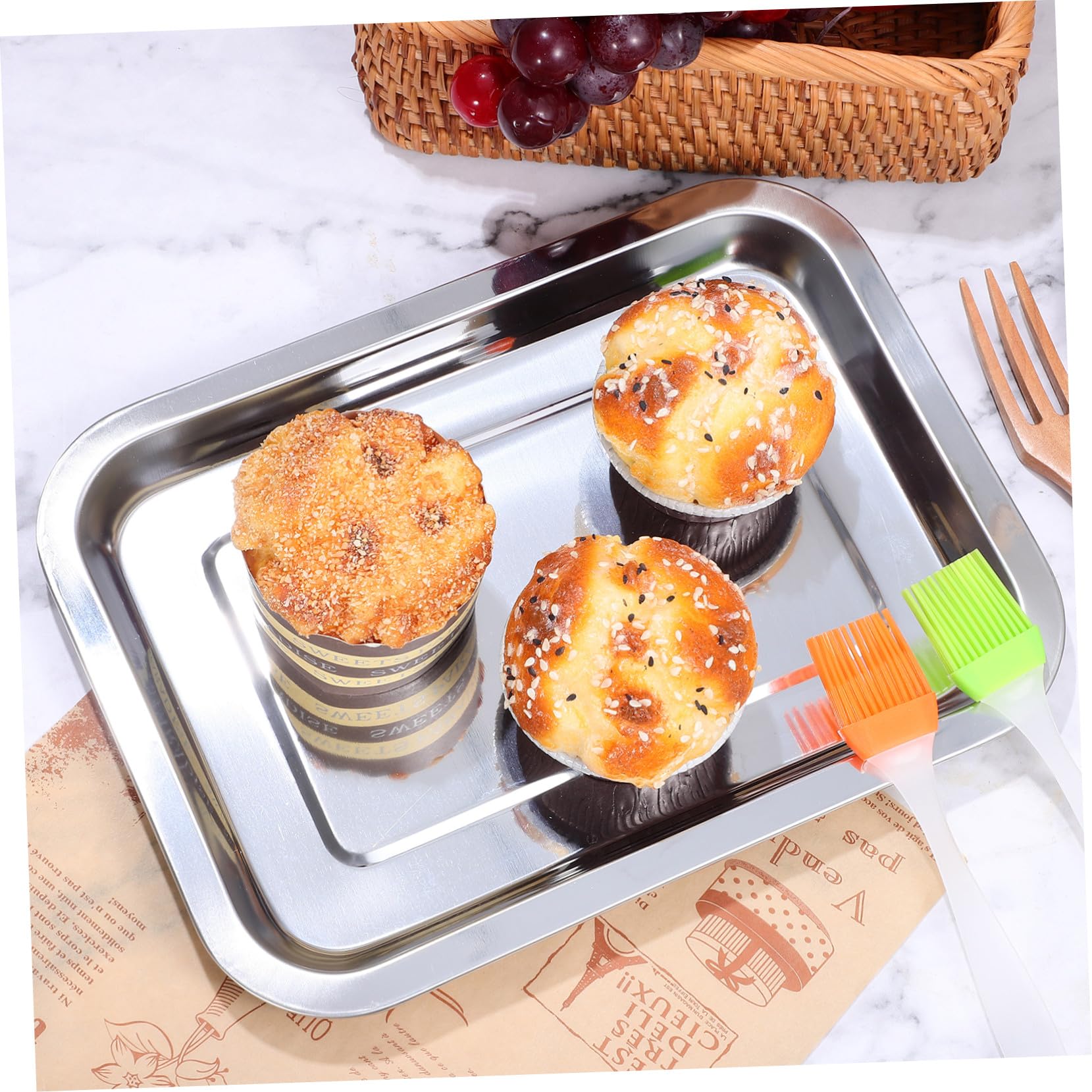 VICASKY 10pezzi Teglie per Biscotti in Acciaio Inox Teglie da Forno Antiaderenti Resistenti alle Alte Temperature Bordi Lisci per Cottura Picnic e Feste