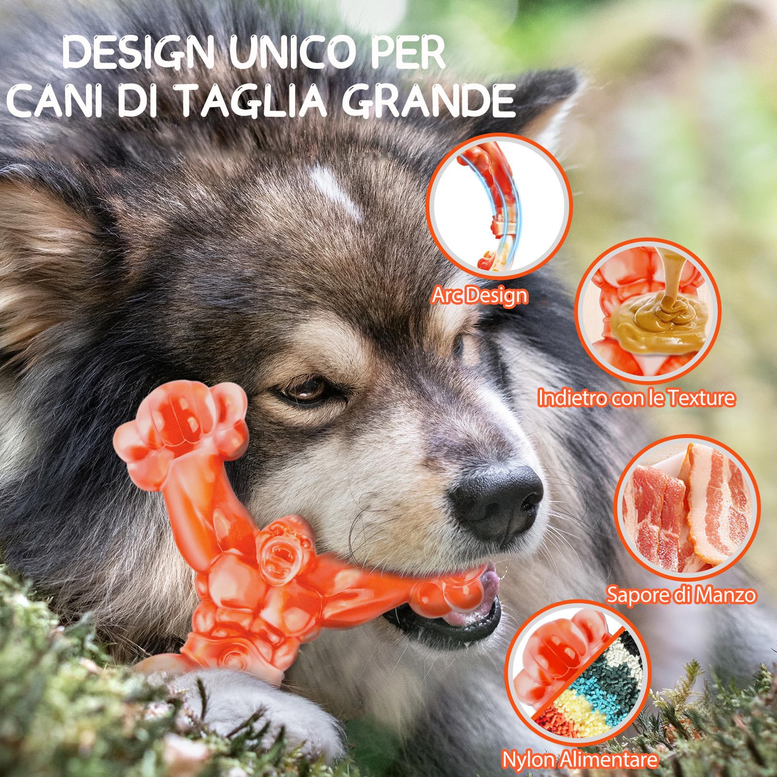 WinTour Ossa di cane per masticatori aggressivi Giocattoli per cani per cani di grossa taglia Interattivi Giocattoli da masticare per cani aggressivi