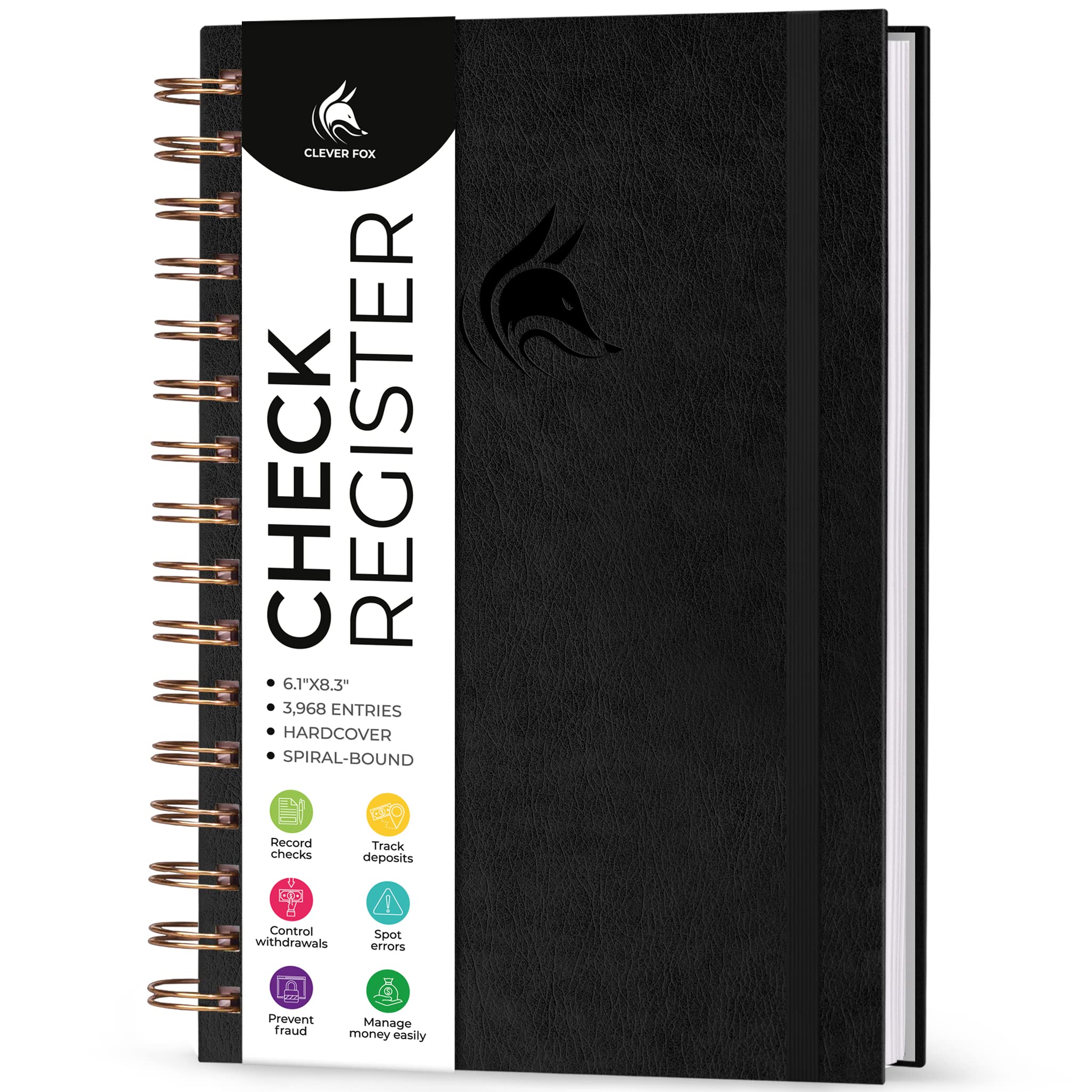 Clever Fox Check Register for Personal Checkbook – Checking Book Register – Checkbook Register – Accounting Ledger Book – 3968 Entry Lines, 6.1" x 8.3
