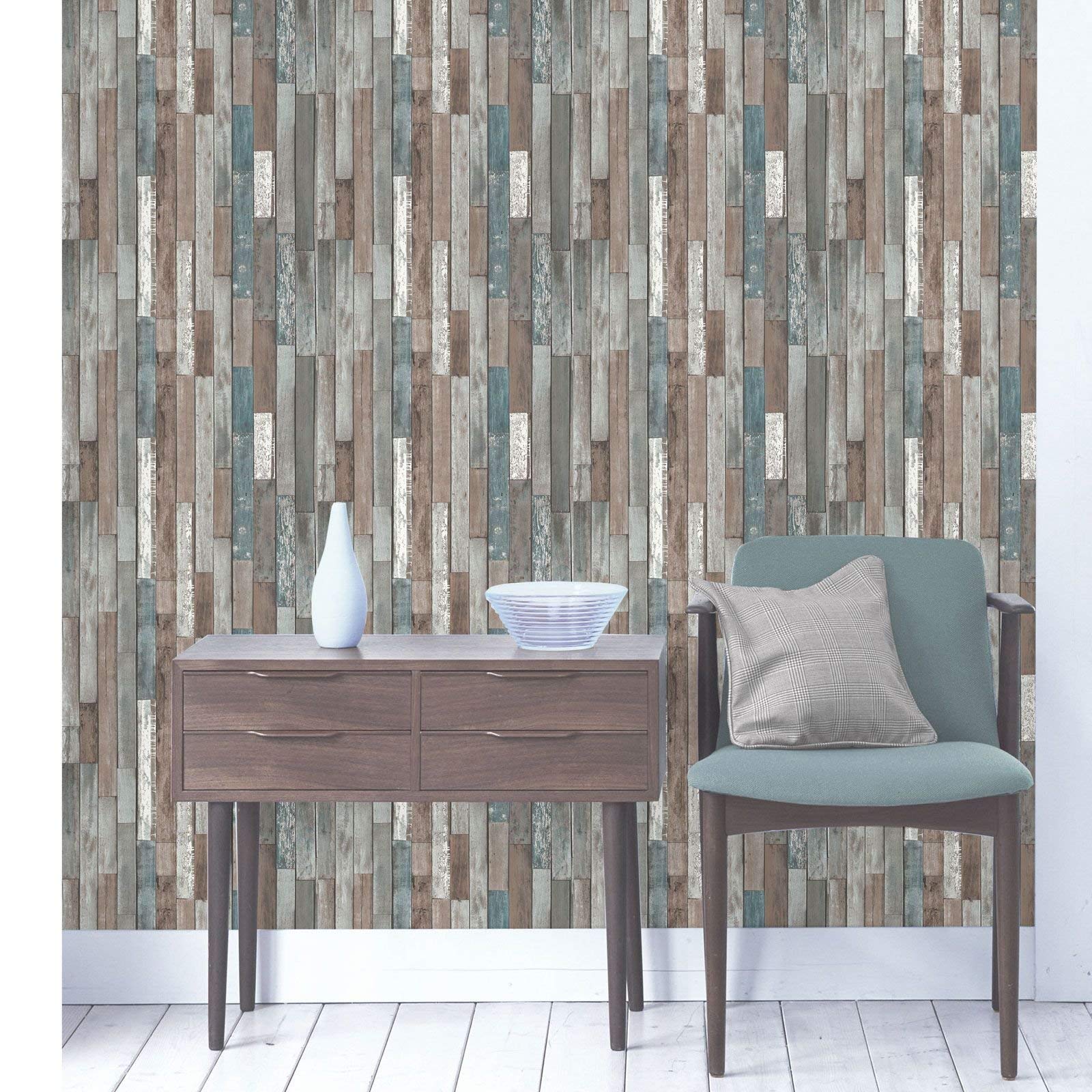 Fine Decor FD40888, Wood Planks Wallpaper Blue, 10m long x 0.52m wide - Image 2