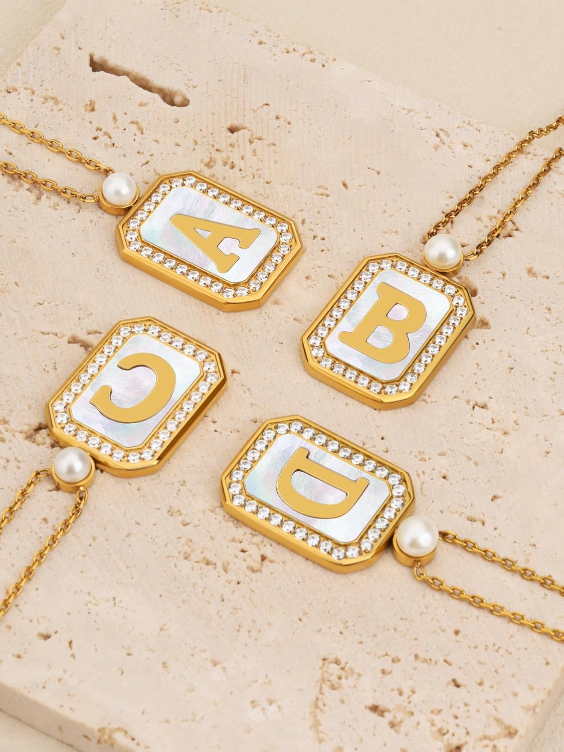 Personalized Elegance: Initial Necklace with Mother of Pearl Accents