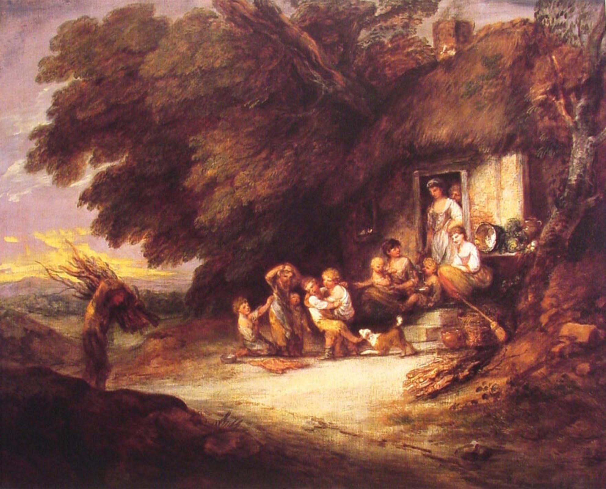 POSTERIIk Famous Modern Artwork Art Mural the Cottage Door by Thomas Gainsborough Oil Paintings Pictures for Home Decor 60x90cm