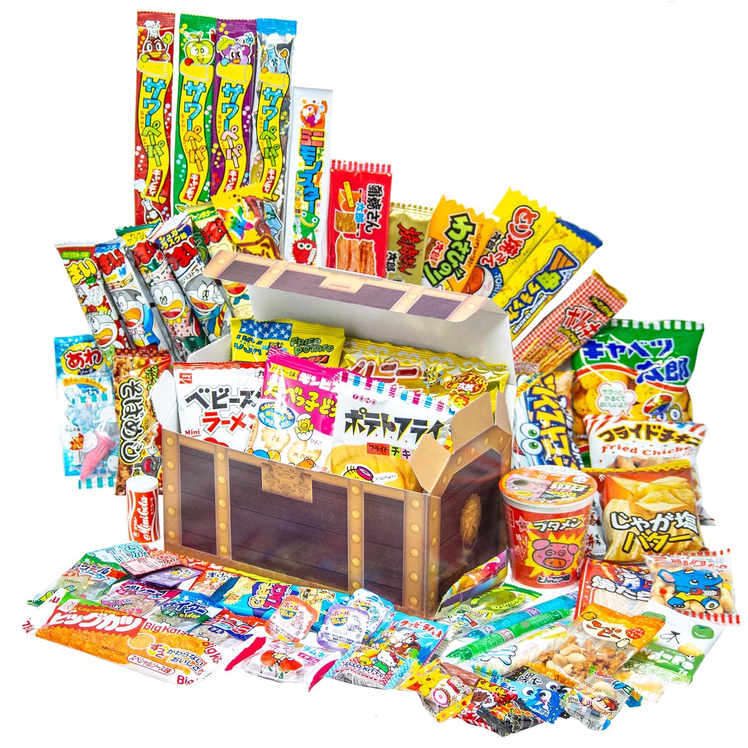 Amazon.co.jp: 駄菓子 詰め合わせ 宝箱 60種類60点セット お菓子 ギフト : 食品・飲料・お酒