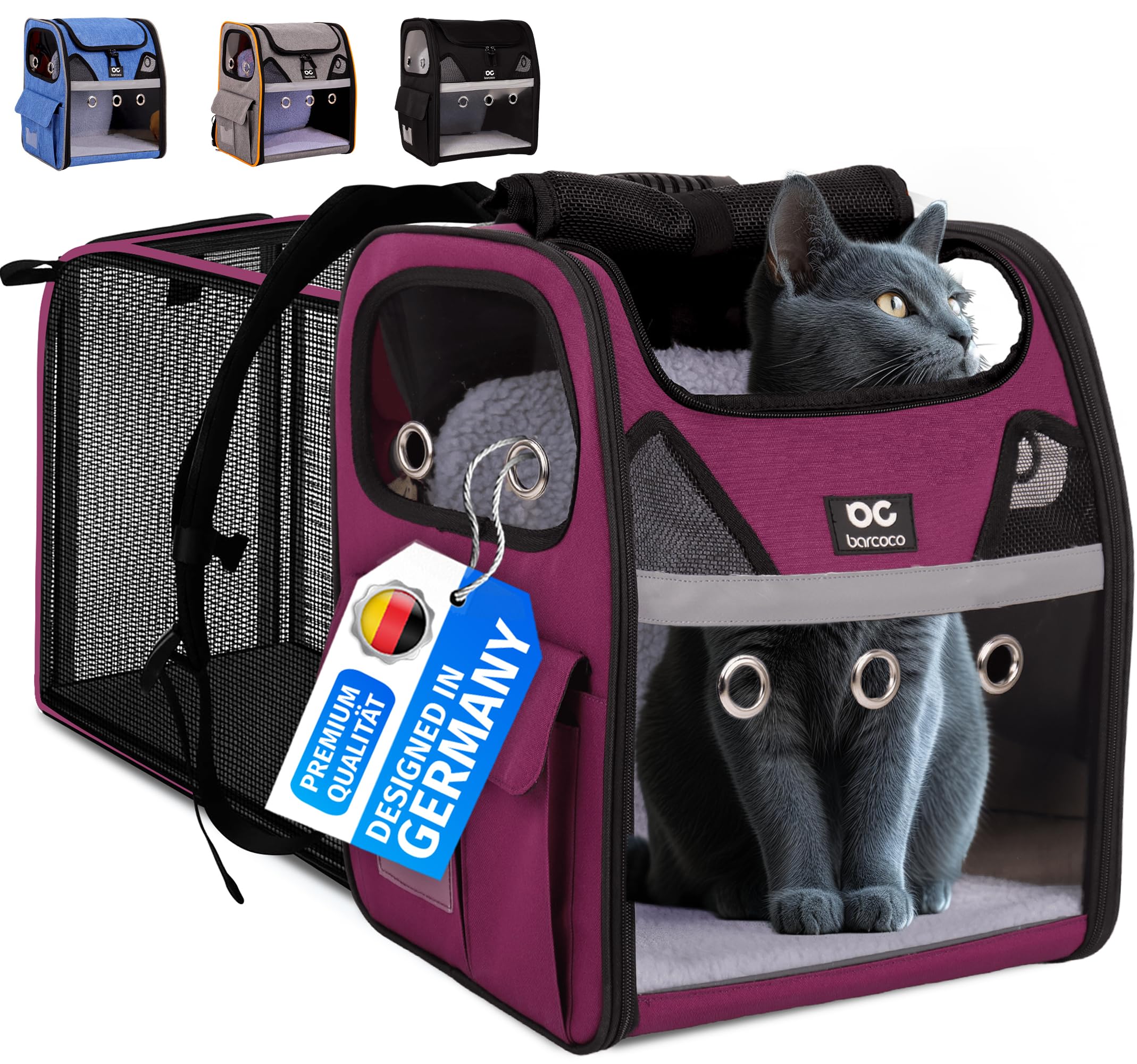 BARCOCO Mochila para gatos Grandes Mochila para Perros Mochila de Transporte para Mascotas pequeñas Mochila para Mascotas (Púrpura)