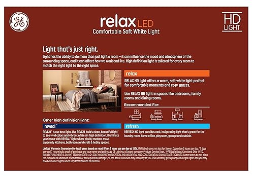 Miniatura 3 de GE Relax 44898 - Paquete de 8 bombillas LED A19 equivalentes a 40 W, color blanco cálido