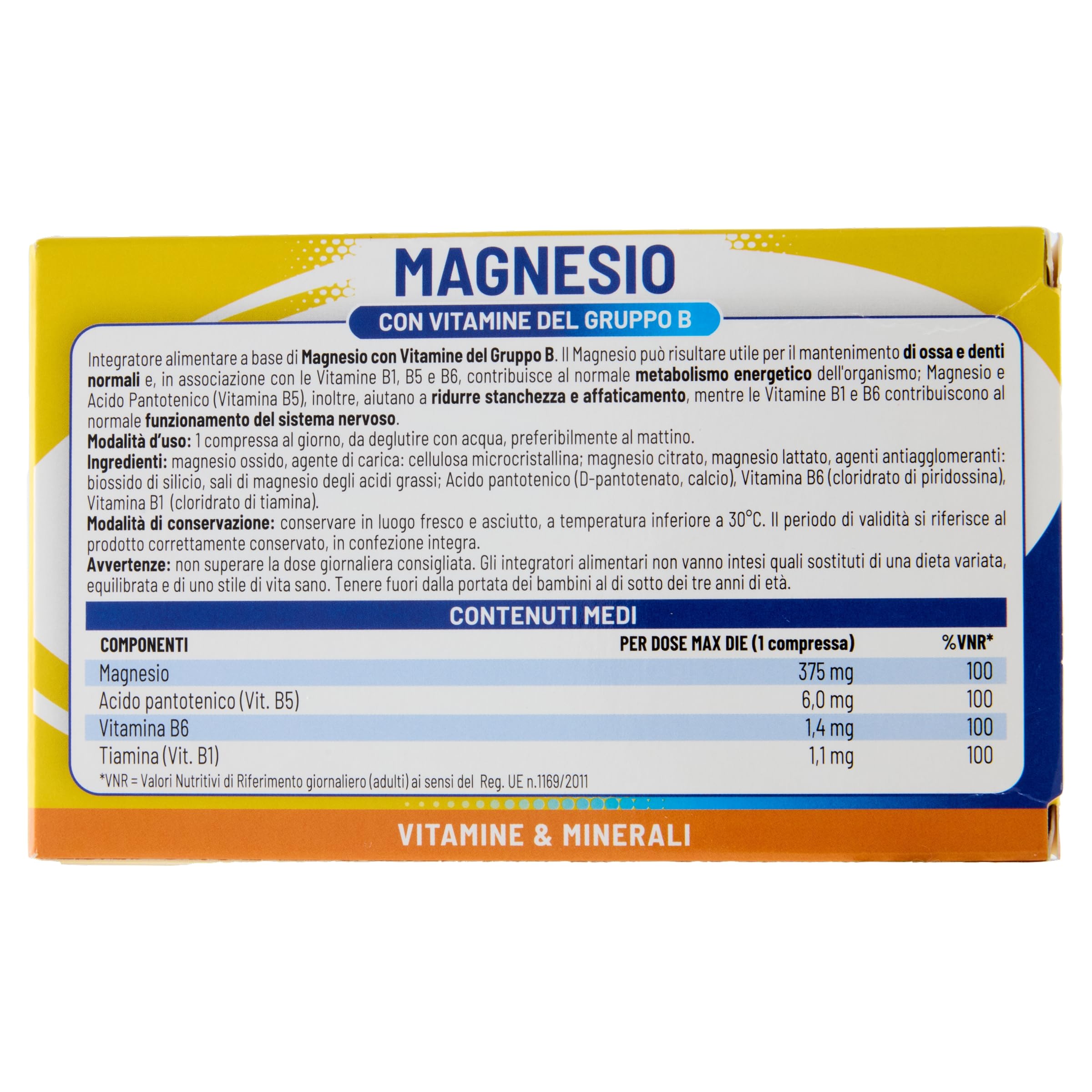 equilibra Integratori Alimentari, Magnesio con Vitamine del Gruppo B, Integratore Magnesio e Vitamine B1, B5 e B6, Per il Normale Metabolismo Energetico, Senza Glutine, 30 Compresse