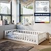 Kids Collective Montessori Children's Bed Floor Bed 80 x 160 cm with Fall Protection and Slatted Frame Single Bed Optional with Mattress White Other Sizes 90 x 200 cm 120 x 200 cm 140 x 200 cm