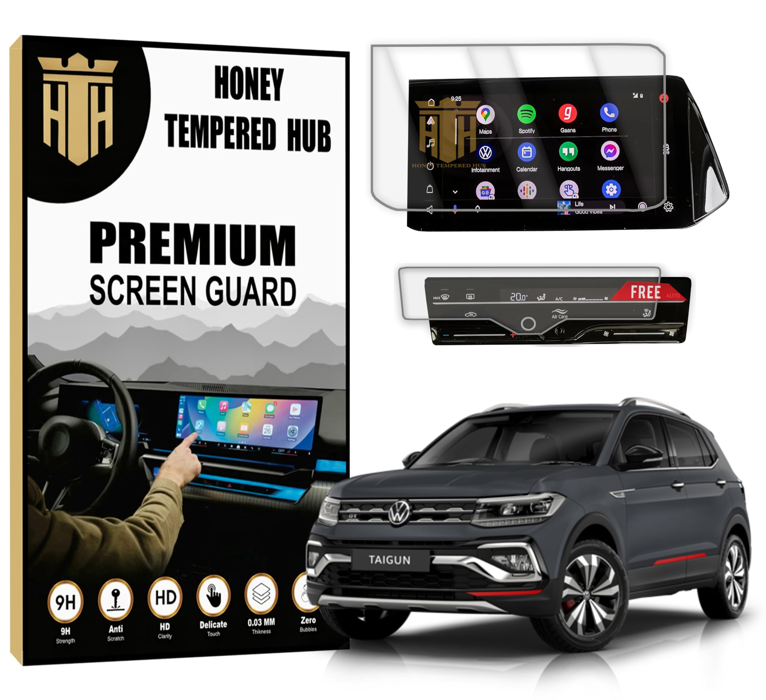 HONEY TEMPERED HUB Screen Guard for Volkswagen TAIGUN Topline GT Plus LINE 2024/10.1 Inch INFOTAINMENT Scratch Protector VW TAIGUN [Not Tempered Glass]-image-32