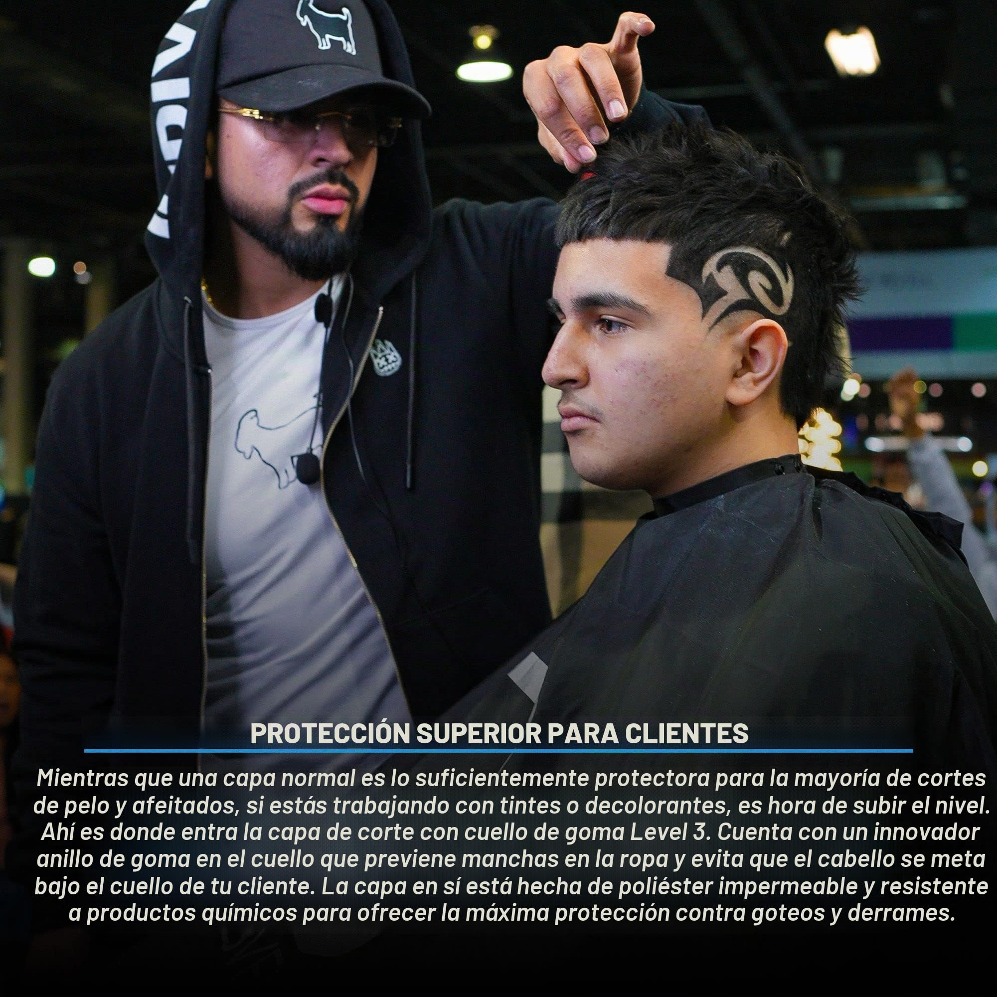 Capa de nivel 3 con cuello de goma, resistente al agua, capa de corte de pelo de peluquero profesional, accesorios de peluquería y peluquería