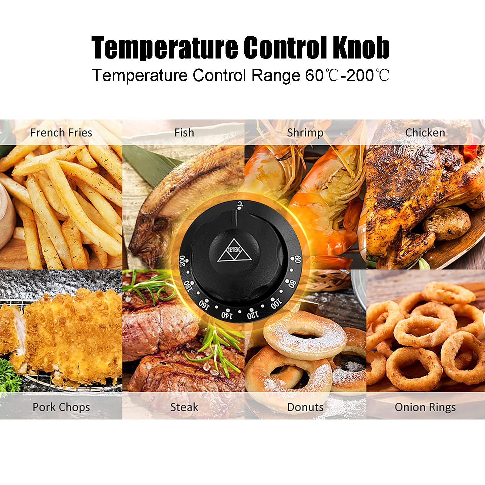 Friggitrice con Cestello Friggitrice Elettrica da Banco in Acciaio Inox da 2000 W con Serbatoio Dell'Olio da 4 Litri E Coperchio Temperatura Regolabile per Uso Domestico,