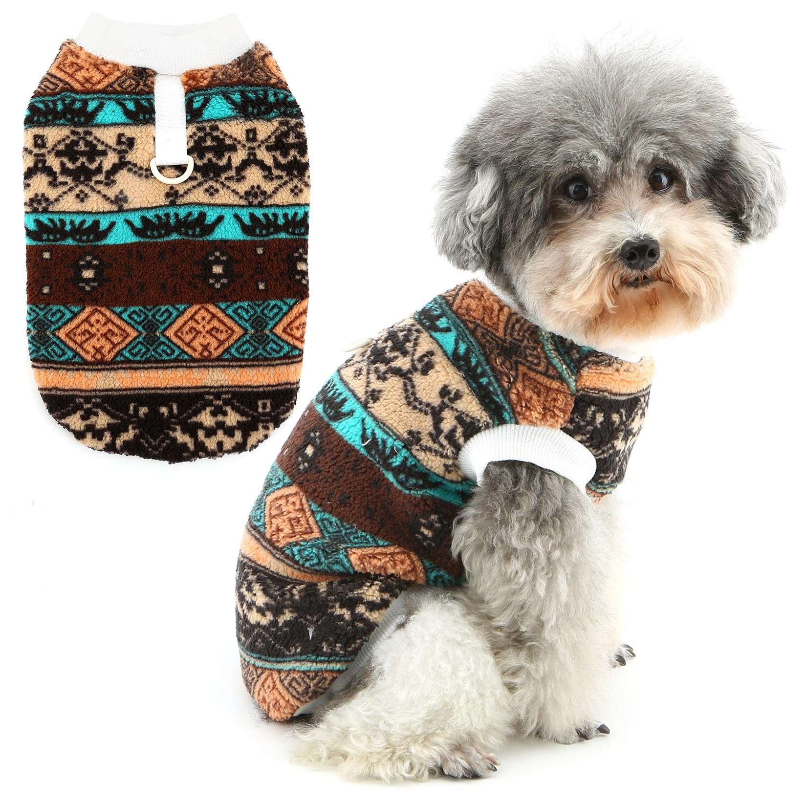Zunea Retro Dog Sweater Jumpers XS/S Size Fuzzy Fleece Puppy Clothes with D-Ring for Small Dogs Soft Warm Winter Jumper Pullover Vest Jacket Coats Cold Weather Pet Chihuahua Yorkie Apparel Orange L