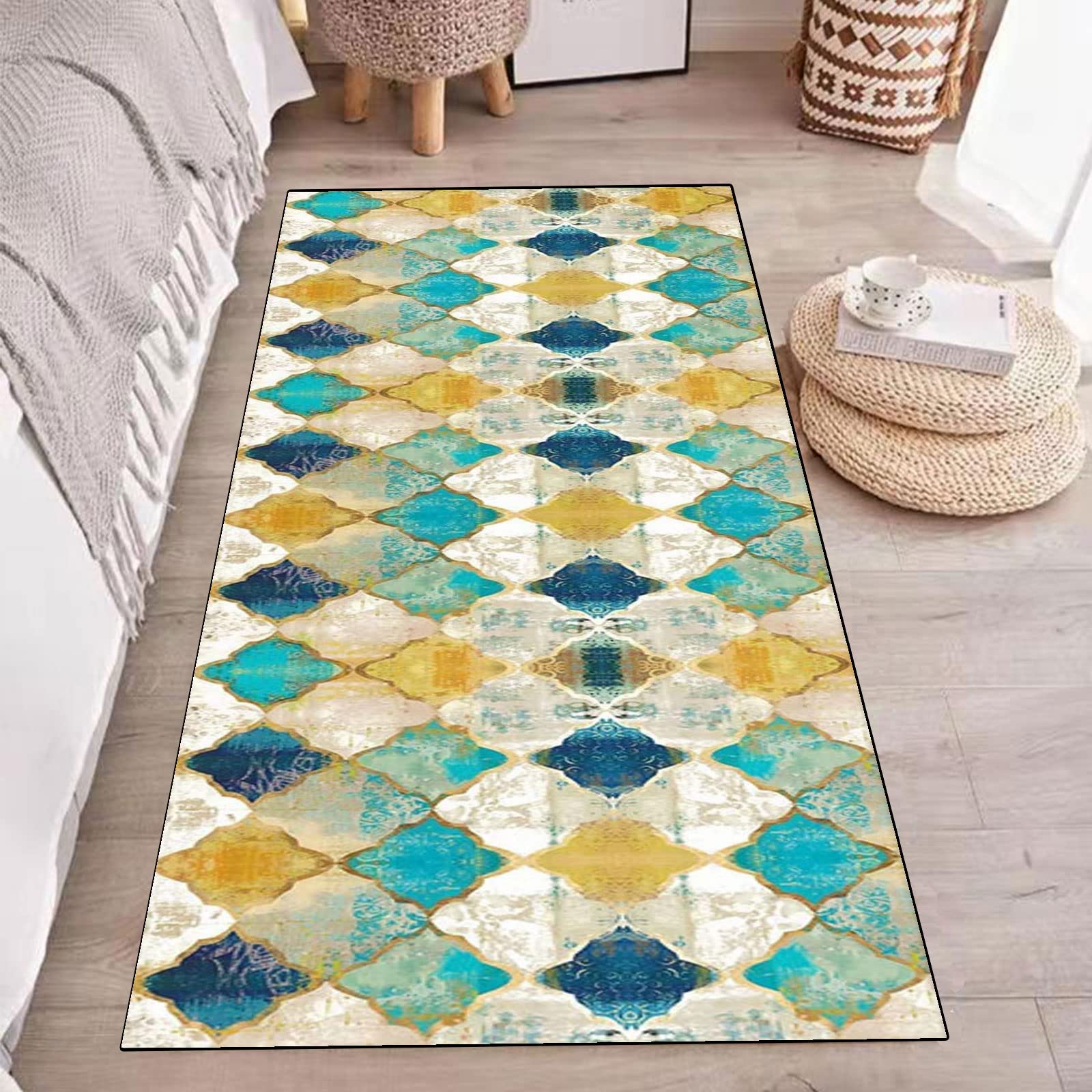 Alfombra de Pasillo de Poliester，Alfombra de Cocina Antideslizante,Alfombra de Pasillo Larga Antideslizante，Lavable con Respaldo de Goma,para Pasillo,Cocina,Entrada,habitación