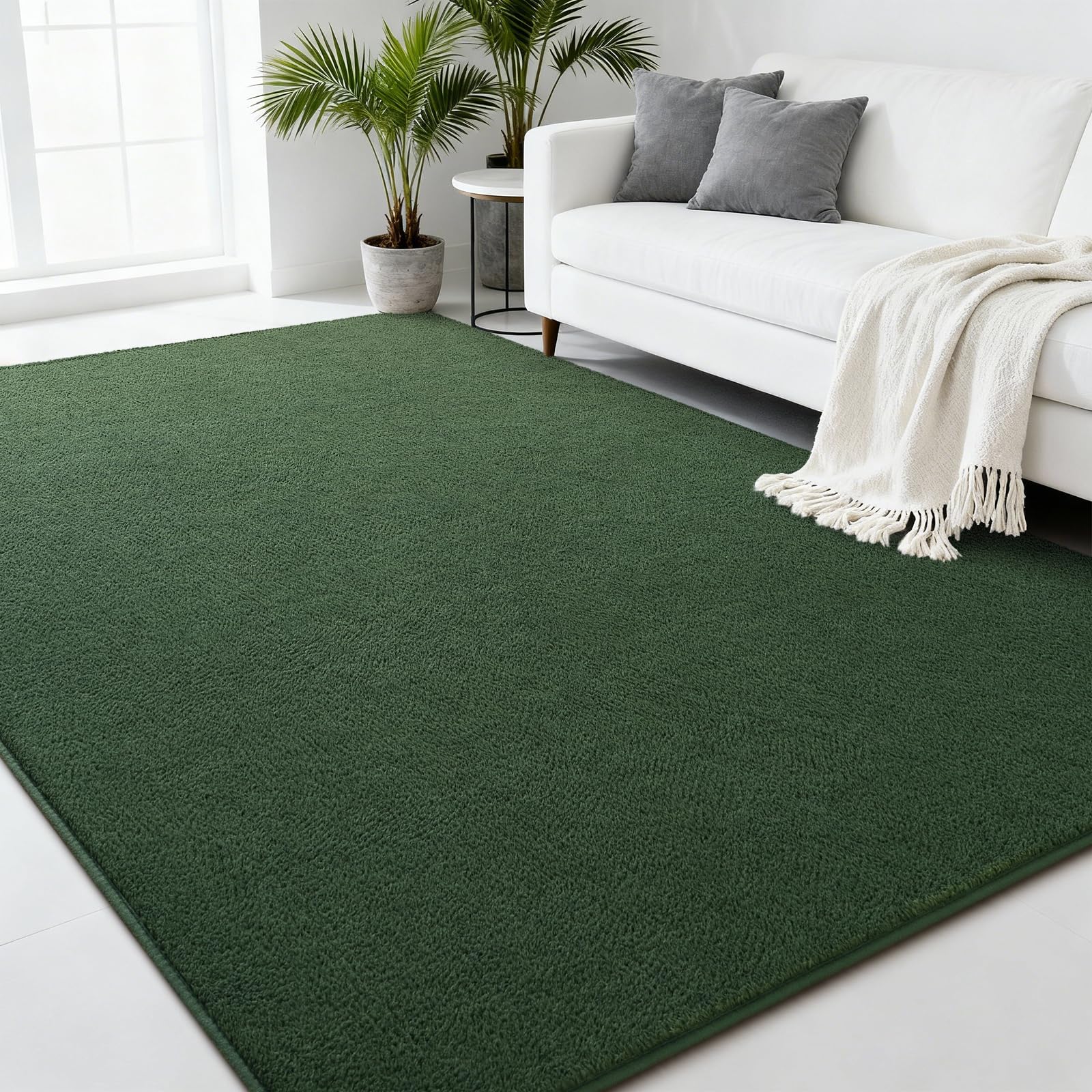 Zedrew Deep-Green Area Rugs for Bedroom Living Room, 4x6 Feet Indoor Memory Foam Rug, Modern Washable Rugs for Kids Boys Girls Room, Dorm Bedside Shag