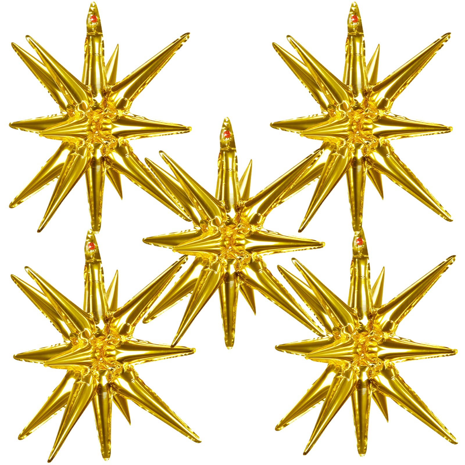 5 Pcs Foil Cone Mylar Balloons,Point Star Balloons Gold Explosion Starburst Balloon 22 Inch Spike Balloons for Party Supplies Graduation Birthday Bachelorette,Photo Booth (C-Gold)