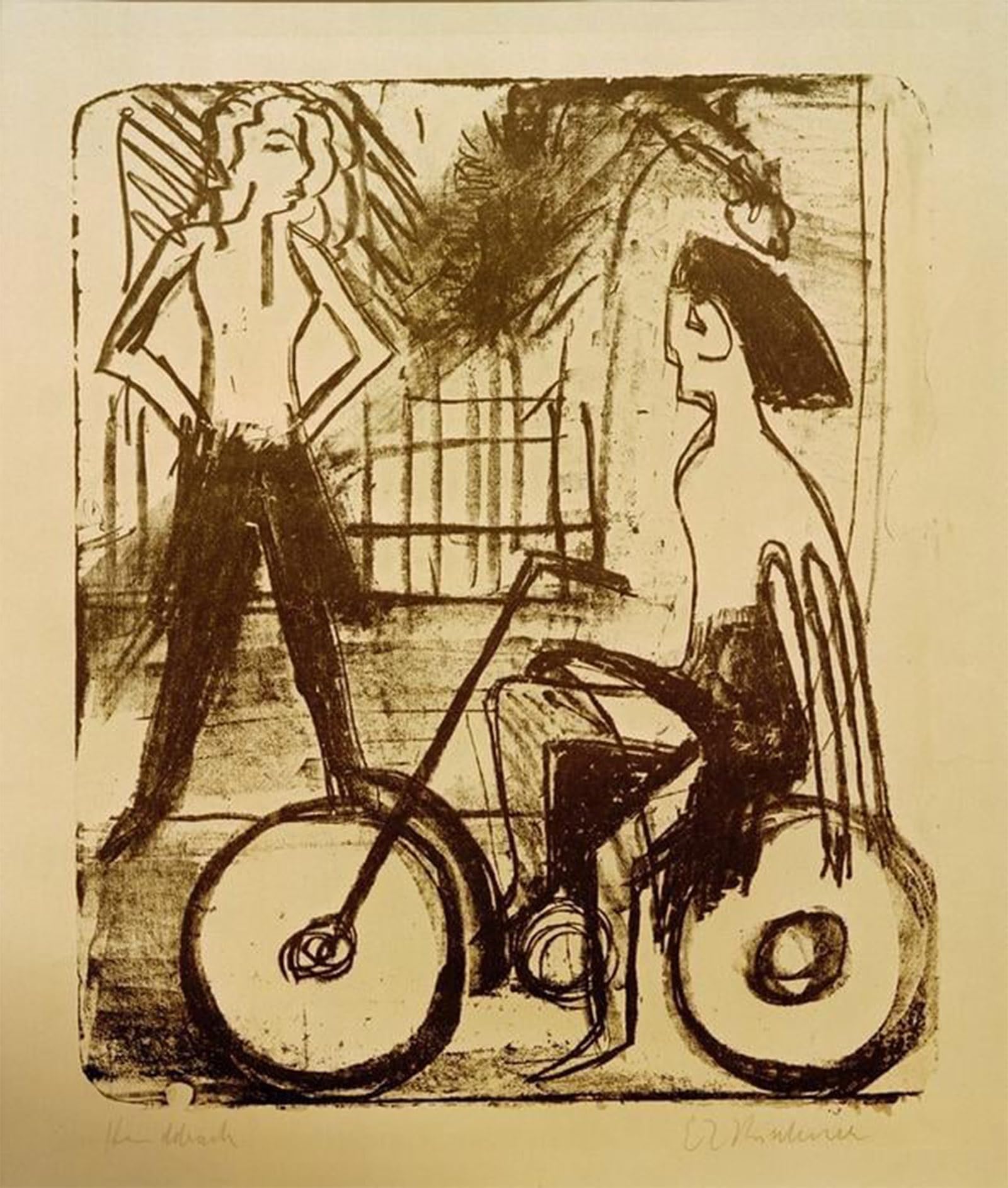 SERENDIPITP Retro Picture Poster Wall Art Pictures Painting Cyclist by Ernst Ludwig Kirchner Wall Art Canvas Print for Wall Decor 60x90cm