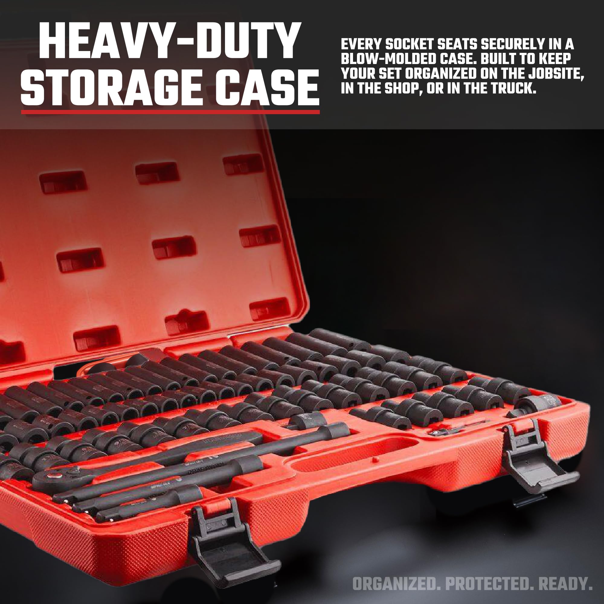 NEIKO 02471A Impact Socket Set, 3/8” Drive, 67 Piece, Metric and