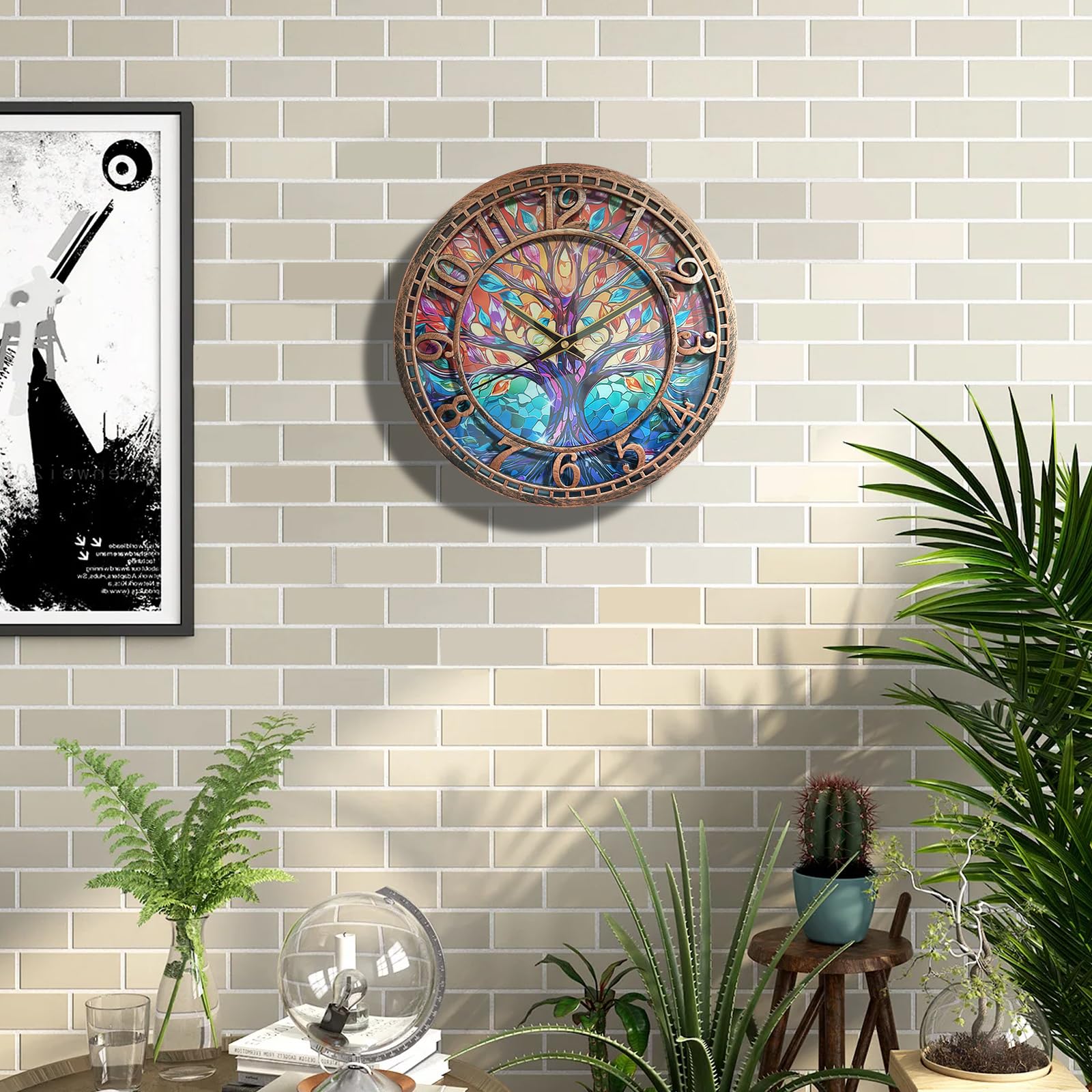 Tree of Life Wall Clock 12inch Silent Movement Non-Ticking Clock Precise Timekeeping Wall Clock Suitable for Living Rooms Bedrooms Offices Ideal for Home Decor Gifts Antique Copper