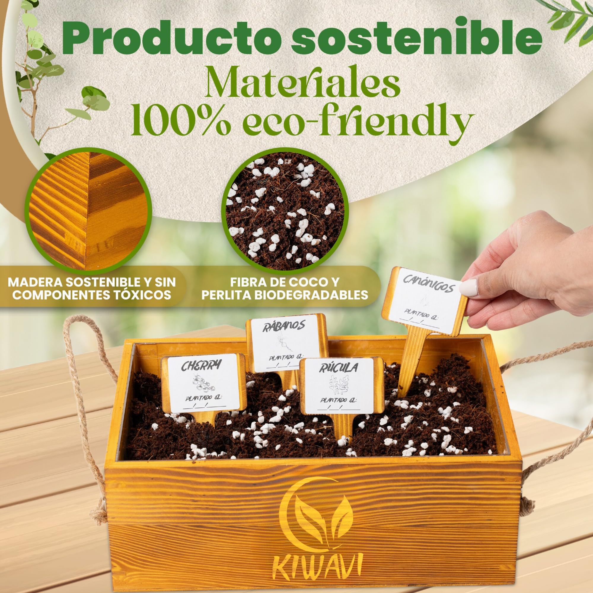 Mini Huerto Urbano Interior y Exterior – Kit Completo de Cultivo en Casa – Semillas de Tomate Cherry, Rúcula, Canónigos y Rábanos – Fácil de Usar